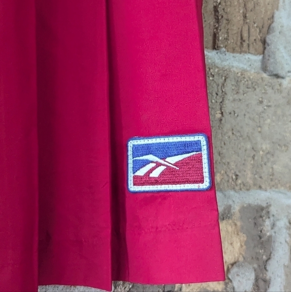 Vintage 80s Reebok Tennis Collection Pleated Skirt Medium Pickleball Bright Red - Picture 2 of 9